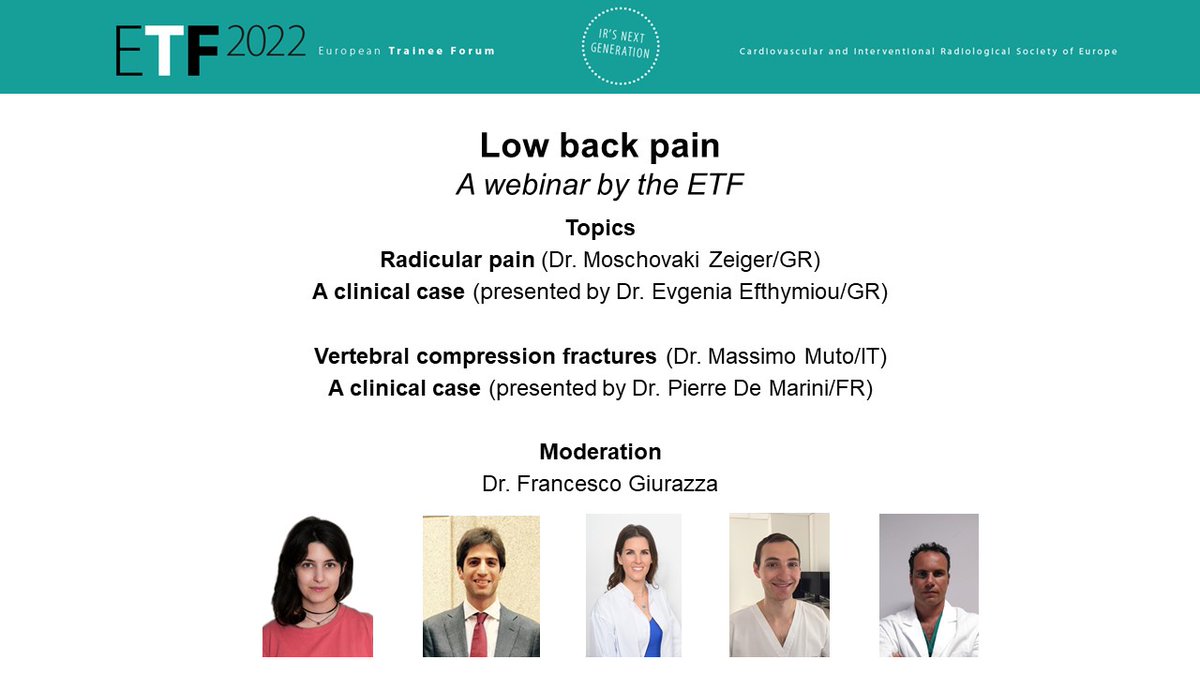 #topicofthemonth #medicalstudents #IRtrainees
Have you already signed up for the upcoming #ETF #webinar on low back pain?
ow.ly/M6ti50IvWKw
📅April 28, 18:00 CEST