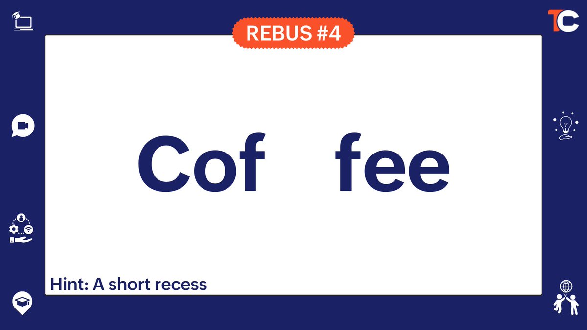 Trainer_Central's tweet photo. Inclusion of study breaks in between online training sessions has been shown to improve learner focus and attention and reduce stress. Try to decode this rebus puzzle. Answer in comments.
.
.
.
#onlinelearning #elearning #rebus #puzzle #elearningplatforms #trainercentral #twitter https://t.co/Gih4QRMV5Q