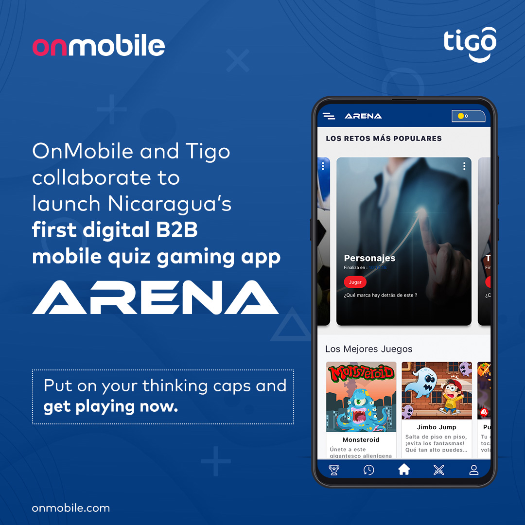 OnMobileGlobal's tweet photo. OnMobile Global y #Tigo en colaboración han lanzado #ChallengesArena, bajo el nombre comercial ARENA en Nicaragua.
#OnMobileGlobal and Tigo collaborate to launch Challenges Arena under the brand name #ARENA in Nicaragua.
#B2B #Collaboration https://t.co/mYFnZoJVVv