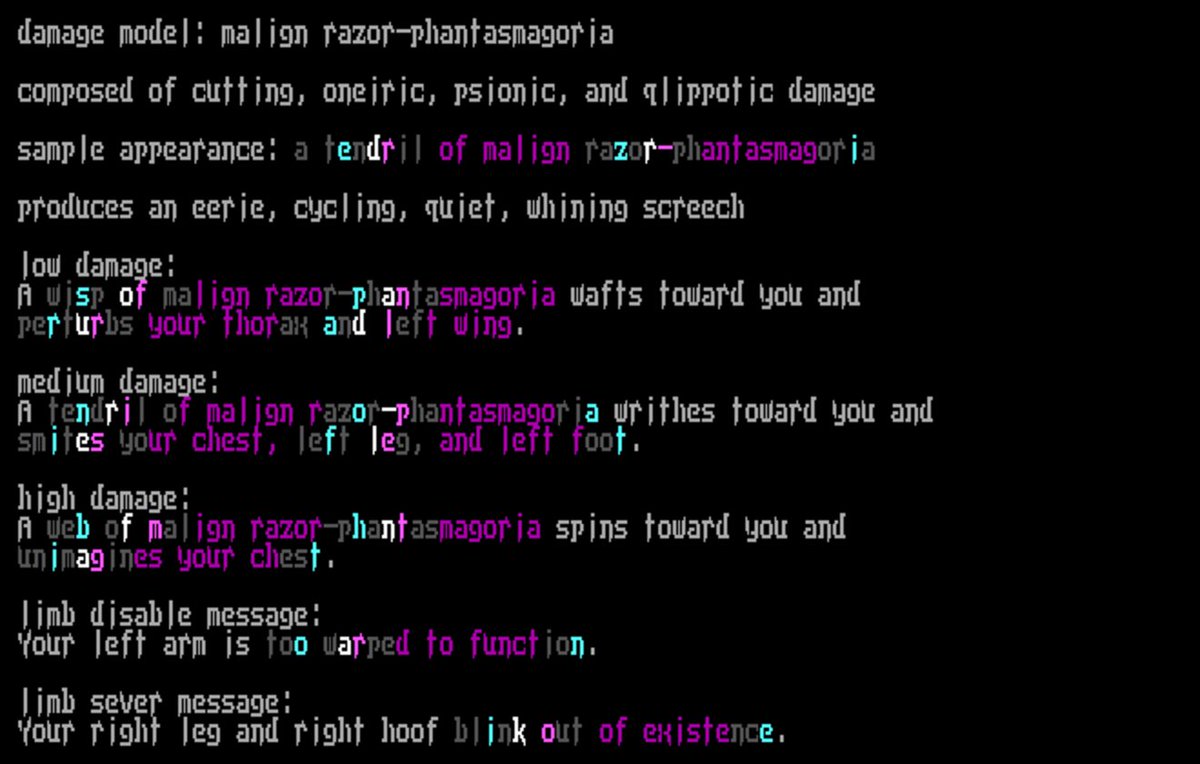 lostsoulsdamage's tweet photo. ＭＡＬＩＧＮ  ＲＡＺＯＲ — ＰＨＡＮＴＡＳＭＡＧＯＲＩＡ

composed of cutting, oneiric, psionic, and qlippotic damage

produces an eerie, cycling, quiet, whining screech https://t.co/WbV7jis6FG