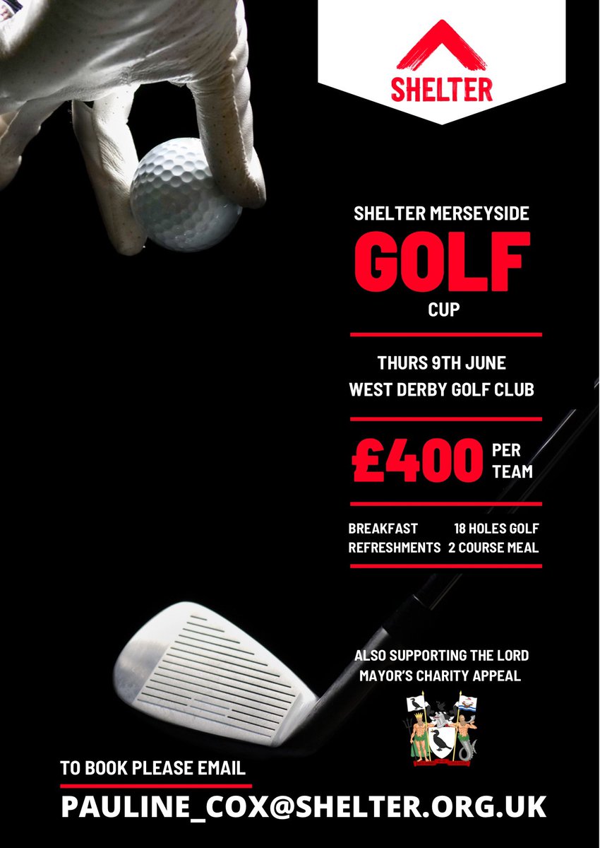Fabulous golf day not only supporting <a href="/ShelterMSY/">Shelter Merseyside</a> but the charities supported by the Lord Mayor. 

Contact me to register or for hole sponsorship opportunities.

Know any female golfers??? Never once had a female team or even just one woman play &amp; id love to see that change!