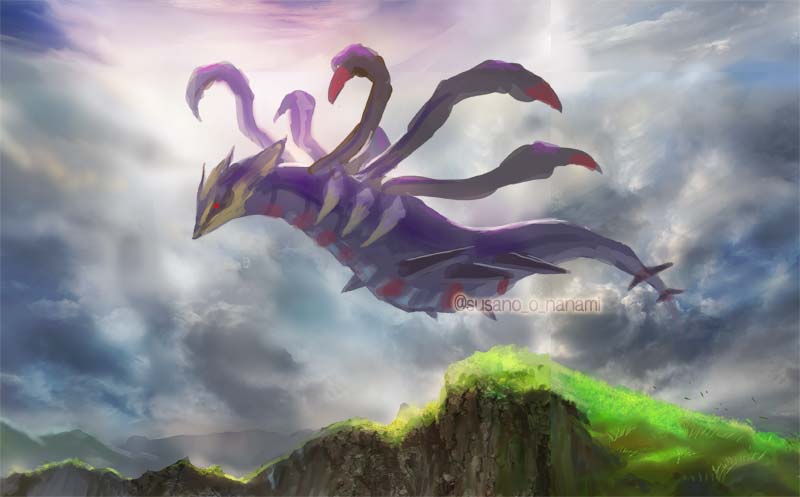 pokemon (creature) no humans outdoors solo cloud red eyes sky  illustration images