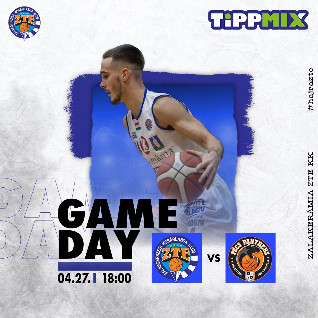 NB1/A alsóházi középszakasz 5️⃣. forduló 🔵⚪️
🏀 <a href="/zte_kk/">Zalakerámia ZTE KK</a> - <a href="/PVSKPanthers/">PVSK-Panthers</a> 
🏢 Zalakerámia Sport-és Rendezvénycsarnok
⏱ 1️⃣8️⃣:0️⃣0️⃣
🎫 jegy.ztekosar.hu/zte-pecsivskve…

Hajrá Fiúk! 💪🏻

<a href="/zte_kk/">Zalakerámia ZTE KK</a>