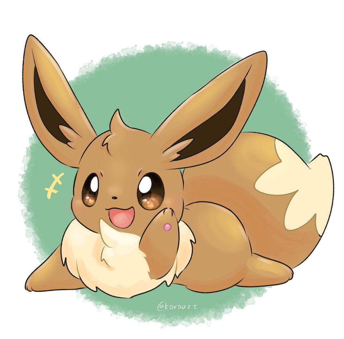eevee no humans pokemon (creature) open mouth smile solo brown eyes happy  illustration images