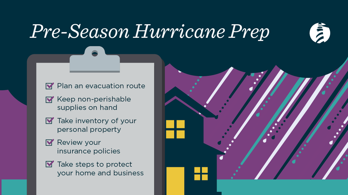 LighthousePIC's tweet photo. In advance of hurricane season, being prepared can help you and your family minimize the impact of the storm. Some tips include keeping non-perishable emergency supplies on hand and taking an inventory of your personal belongings. 

For more, visit: https://t.co/nNhRRQ3ayD https://t.co/IVXEO4LWRi