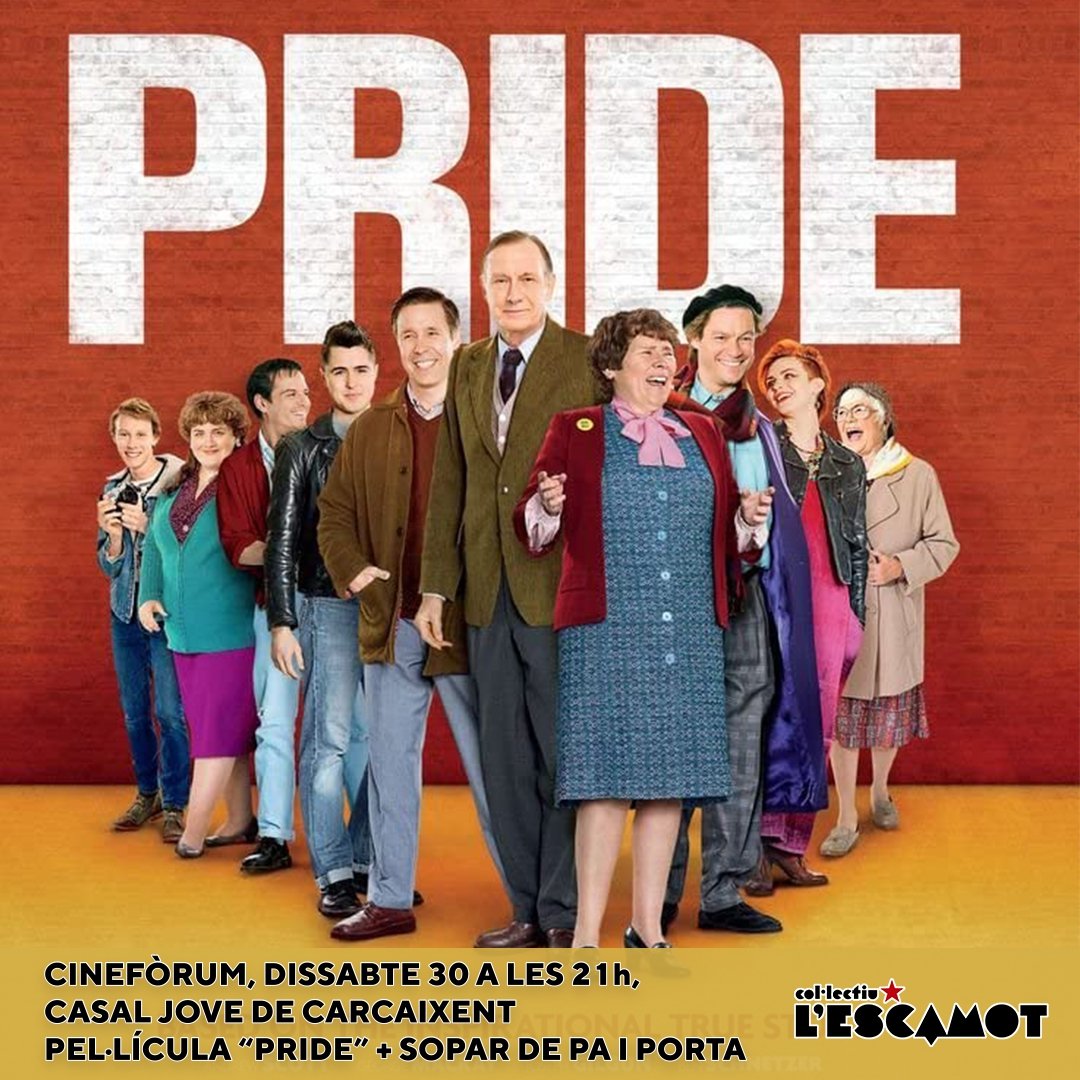Escamot_Colect's tweet photo. 🔴S'acosta l'1 de maig, Dia Internacional de la Classe Treballadora, i des de l'Escamot hem escollit la pel·lícula 📽️ PRIDE per retre un homenatge a la unitat de les lluites de la classe obrera i al suport mutu. https://t.co/jXjhhWOWlF