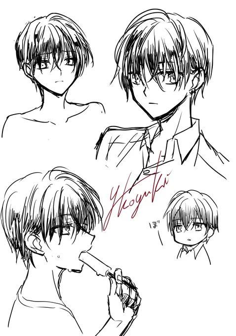 前髪うっとおしい系アンニュイ男子高校生を描こうとして失敗するなど(びーのえるを描きたかったとかなんとか) 