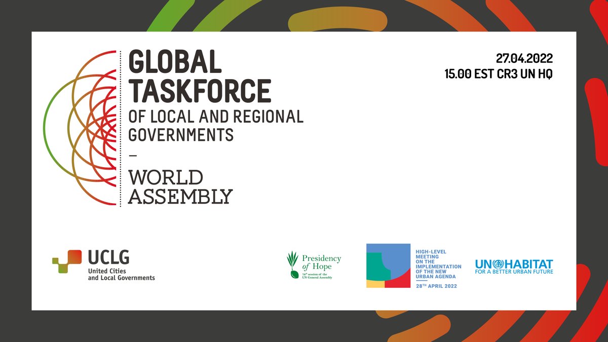 GlobalTaskforce's tweet photo. In 1996, WACLA brought together 500 mayors, highlighting the vital role of #Localgov in urban development &amp; called to coordinate a partnership w/ @UN
 
Today we convene the World Assembly as a formal mechanism for the review of  #NewUrbanAgenda 

Live at https://t.co/PgvAepDYd6 https://t.co/Ia7VAFn2C0
