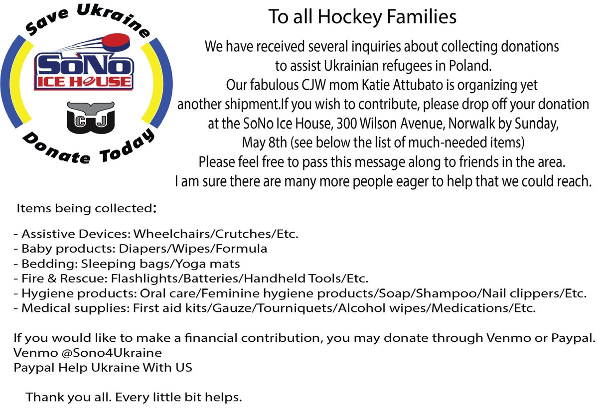 CTJrWhalers's tweet photo. #donate #SupportUkraine #SaveUkraine https://t.co/Ryd5ZJxZwY