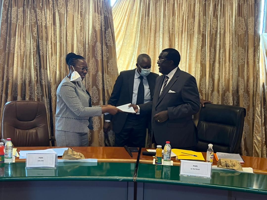 PPedagogique's tweet photo. La 2è réunion du Comité de pilotage élargi du @PPedagogique s’est tenue ce 26/04/2022 sous la présidence du Pr Maurice Aurélien Sosso, Recteur de l’université de Yaoundé I et président dudit Comité de pilotage. Objectif: évaluer l’état d’avancement du Projet. https://t.co/OedP51UE6i