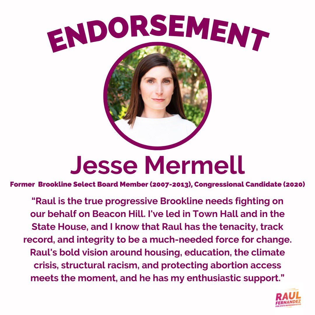 raulspeaks's tweet photo. I’m deeply grateful to receive the endorsement of someone as principled and policy-driven as @jessemermell. I’ve been inspired by her progressive leadership in our town, in our district, and across the state, and her support in this race means a lot to me. https://t.co/uTPTBOUz71