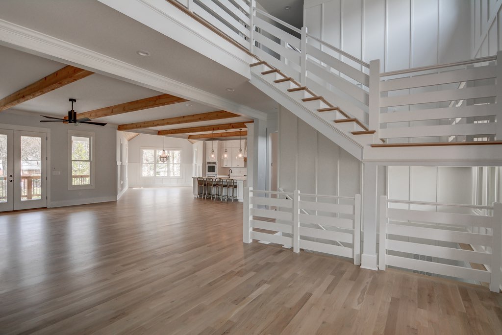 We do more than #stairs. We recently installed this rail system in a #RoswellGA home. The white along with clean lines gives this #modernfarmhouse a very #contemporaryinterior. #staircases #custombuilder #customhome #architecture #architecturedesign #modernhomes #homebuilder