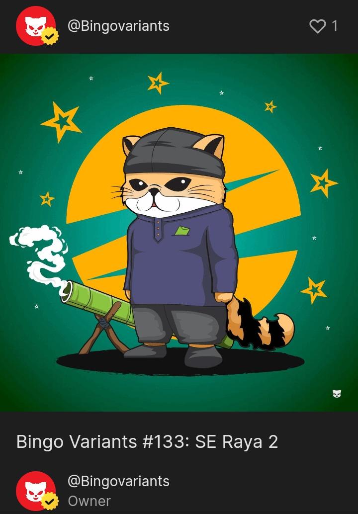 Hey guyss!!

🚨new drop on pentas!! <a href="/bingovariants/">Syazwan Ishak</a> Special Edition Raya!! 

BV #132: SE Raya 1
BV #133: SE Raya 2

check this out:
app.pentas.io/user/0xFC253cE…

<a href="/pentas_io/">Pentas | NFT Marketplace</a> #Pentas <a href="/Pentasian/">PENTASIAN</a> #pentasian <a href="/belakangpentas/">belakangpentasmy</a> #pentasio <a href="/BelakangPentasZ/">BelakangPentasZ</a>