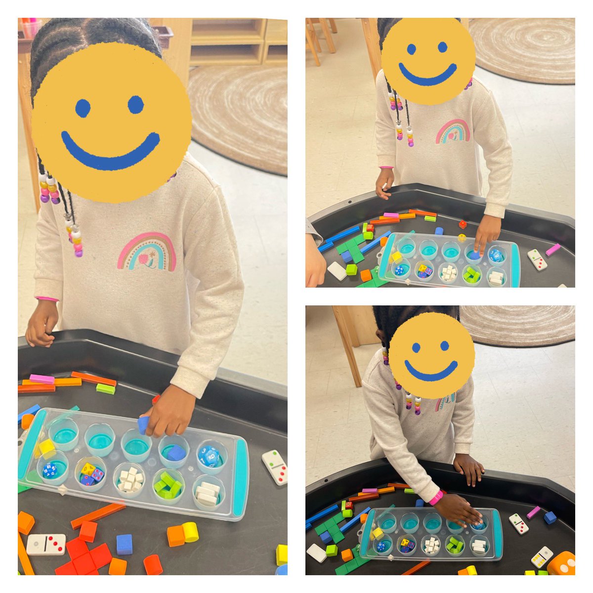 ms_neumann's tweet photo. In our room we set up a numeracy sensory table to see how students would explore. It’s been great to see all the wonderful things they are coming up with &amp; how they’re manipulating the materials for their ideas! #Kindergarten #playbasedlearning @stmikeswdstk https://t.co/MOAyqaydCC