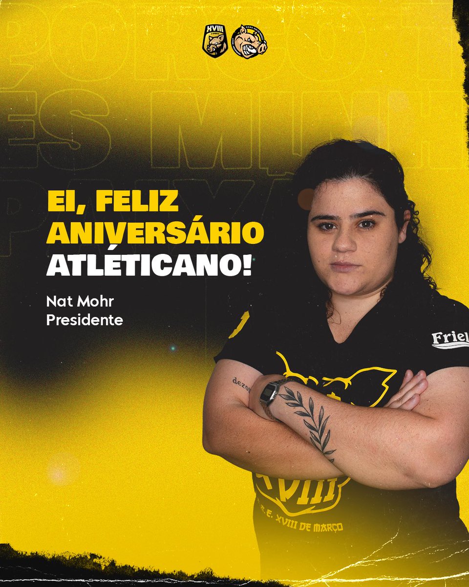 XVIIIdeMarco's tweet photo. 🎉🎉🎉 Aniversário no Chiqueiro 🎉🎉🎉

Quem tá fazendo aniversário hoje é a nossa presida e multiatleta , @mohrmohrr 🥳🥳🥳

Parabéns Nath!!! Muitas conquistas, felicidades, realizações e sucesso!!!

Aproveita muito o seu dia 
💛🖤💛

#FESTANOCHIQUEIRO 
🎉🎉🎉 https://t.co/iAqIfsljCM