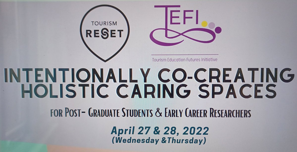 We're looking forward to hearing from our guest speakers today at the TEFI and Tourism RESET Symposium exploring care and supports for graduate students and early career researchers. Join us online from 2.15pm UK time. DM for Zoom details