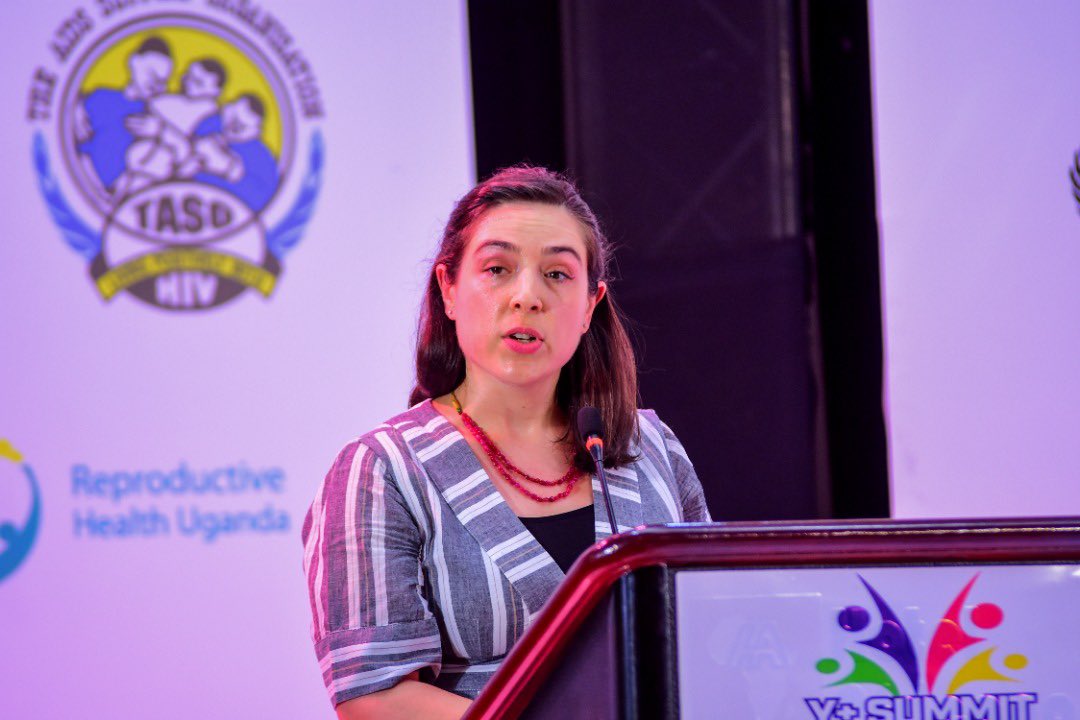 UNYPA1's tweet photo. The PEPFAR Country Coordinator, Mary Borgman @usmissionuganda as the guest of Honor for the #YPlusSummit22 highlighted the engagement of AGYWs as peer mentors as one of the strategies for PEPFAR. #PassUsTheMic🎤 https://t.co/0dCnHBImvq