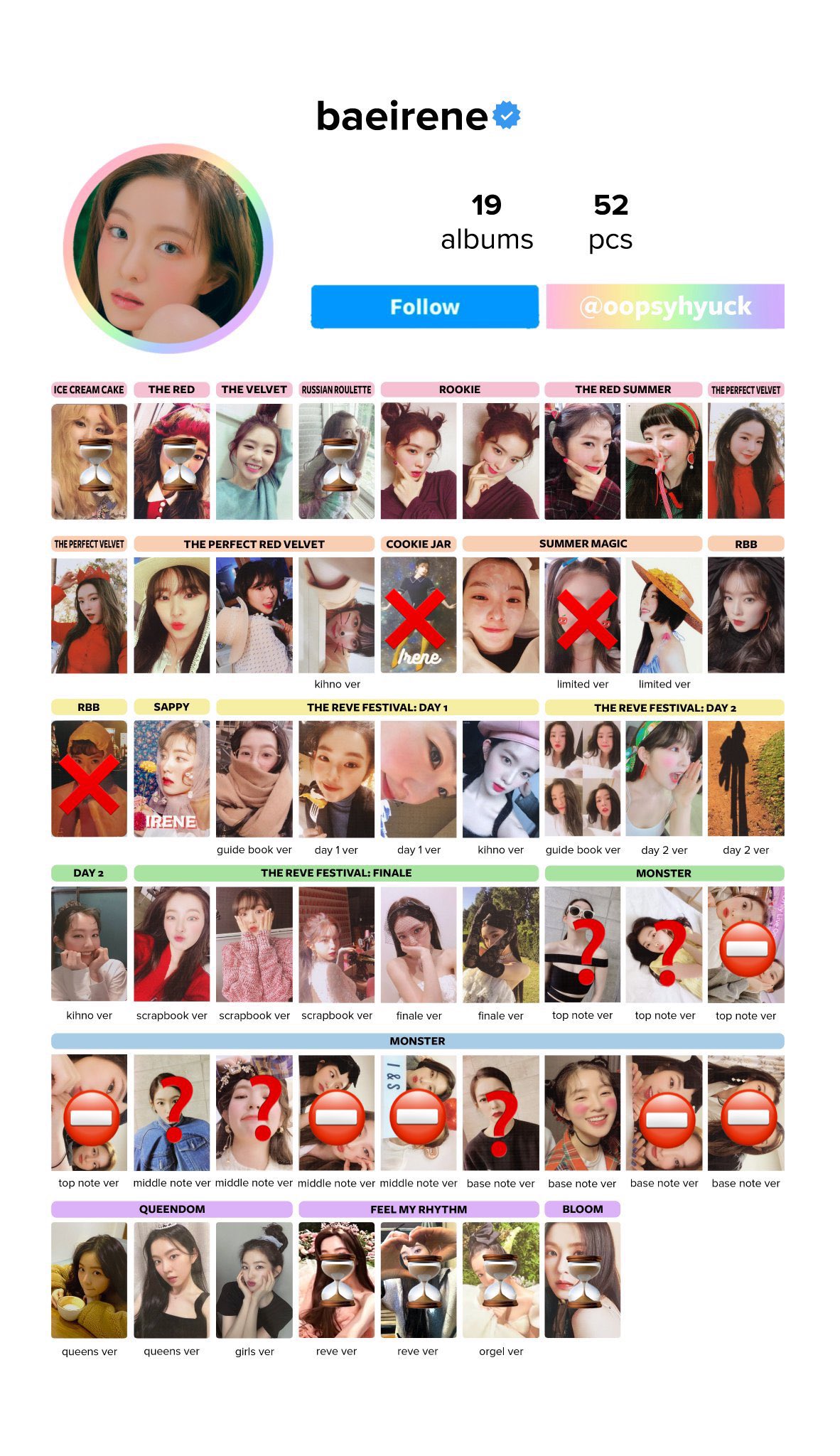 レドベル RedVelvet スルギ ウェンディ ジョイ イェリ トレカ