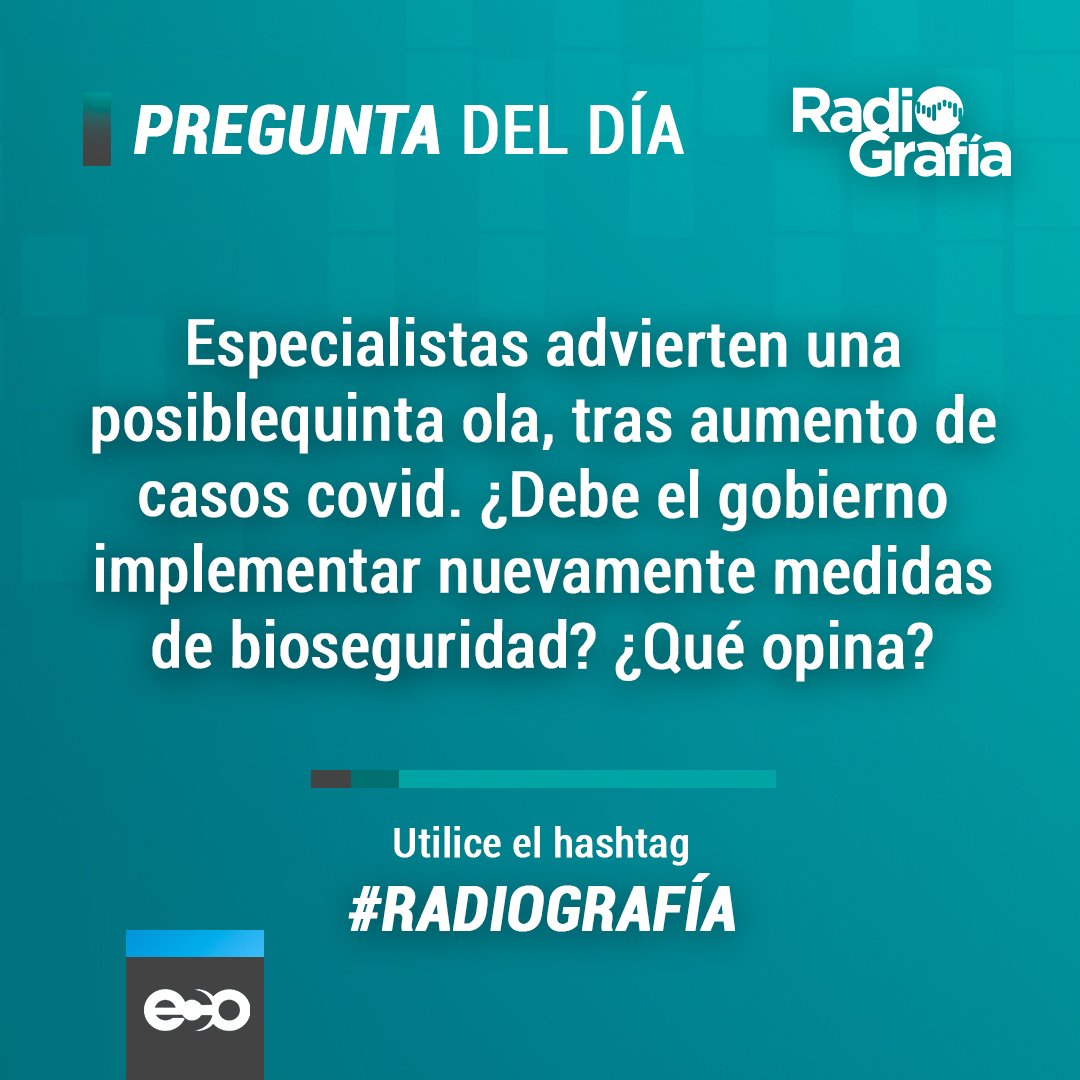 rpc_radio's tweet photo. #PreguntaDelDía

Especialistas advierten una posible quinta ola, tras aumento de casos covid. ¿Debe el gobierno implementar nuevamente medidas de bioseguridad ¿Qué opina?
#RadioGrafia @ecotvpanama https://t.co/oiTQXaCD5x