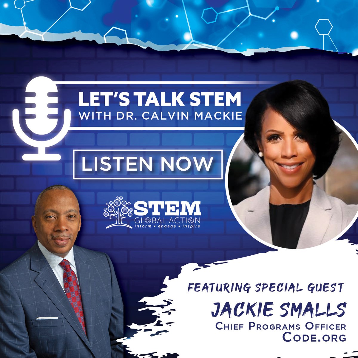 stem_action's tweet photo. On the new episode of the Let’s Talk STEM with Dr. Calvin Mackie podcast, Jackie Smalls, Chief Programs Officer at https://t.co/ojWhQaYURj, talks about the racial divide in STEM education and technology. Listen: https://t.co/4tyVnZOWan
#technology #STEM #STEMNOLA #LetsTalkSTEM https://t.co/wjR7iK2hwq