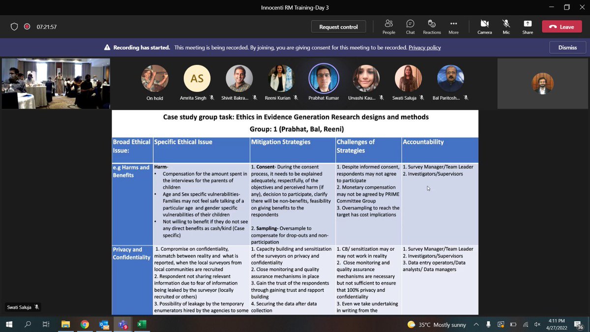 AtishayMathur's tweet image. Let’s talk about ethics! Some of us love talking about it 😍 some of us don’t 🤯 – here’s what we’ve been up to at the @UNICEFInnocenti @UNICEFIndia Applied Research Training in #Chennai