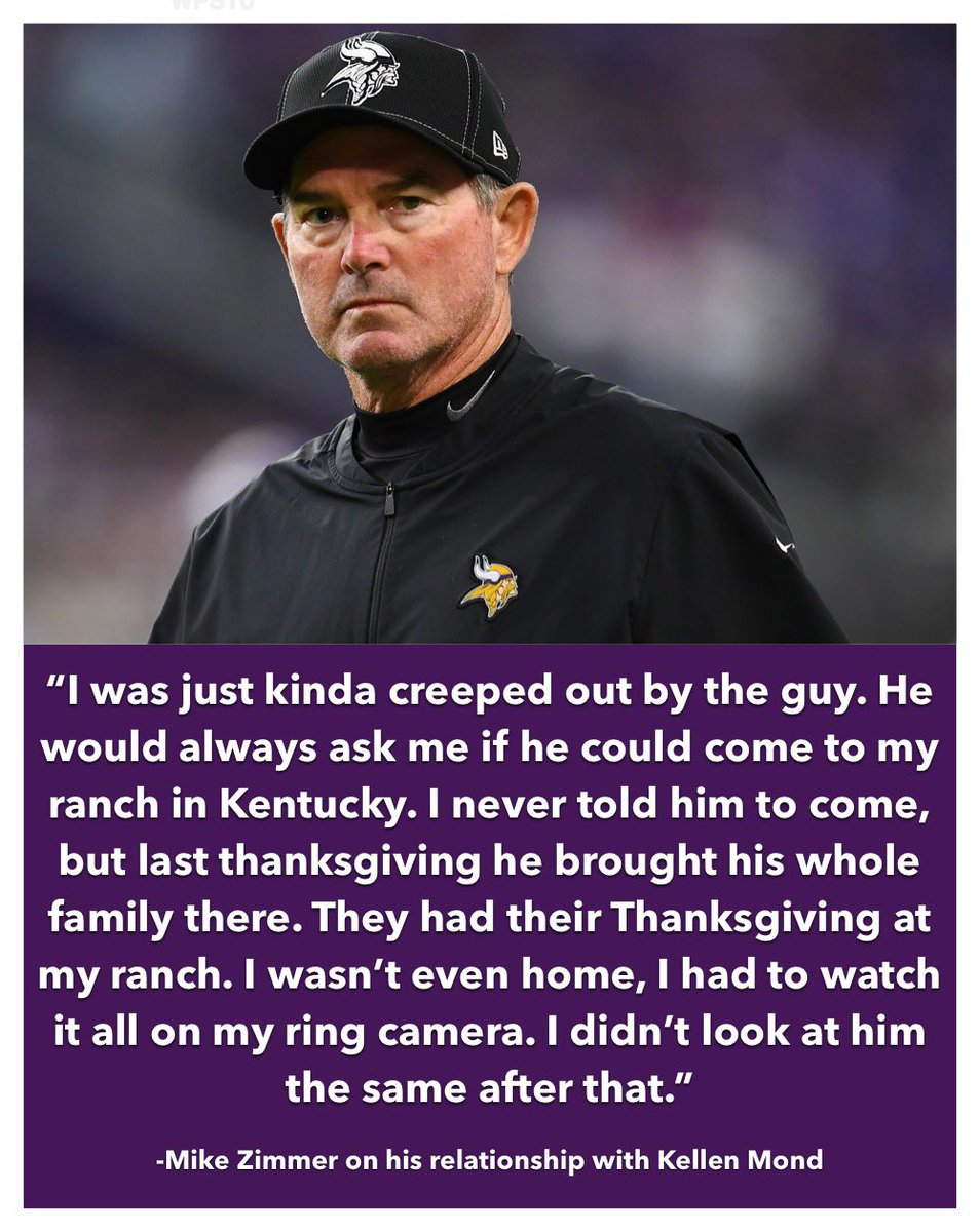 NFCNorthNewss's tweet photo. WOW😳 Former #Vikings head coach Mike Zimmer opens up about his relationship with Kellen Mond. 

Who is in the wrong, Mond or Zimmer🤔 https://t.co/hujBSWpTAG