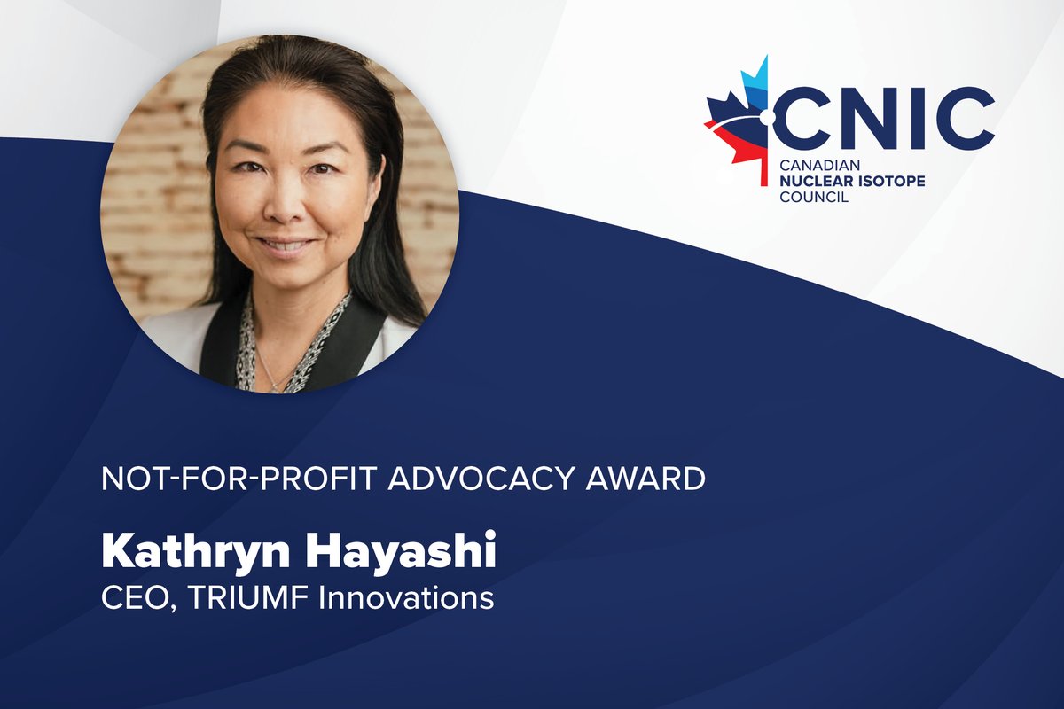 IsotopesCanada's tweet photo. @KathrynHayashi is the true isotope champion and critical supporter of all the work of the CNIC.  Her efforts and guidance at @TRIUMFInno continues to push the Canadian Isotope Sector forward. Congratulations Kathryn this years winner of the Not-For-Profit Advocacy Award. https://t.co/7RRNgMXb6x