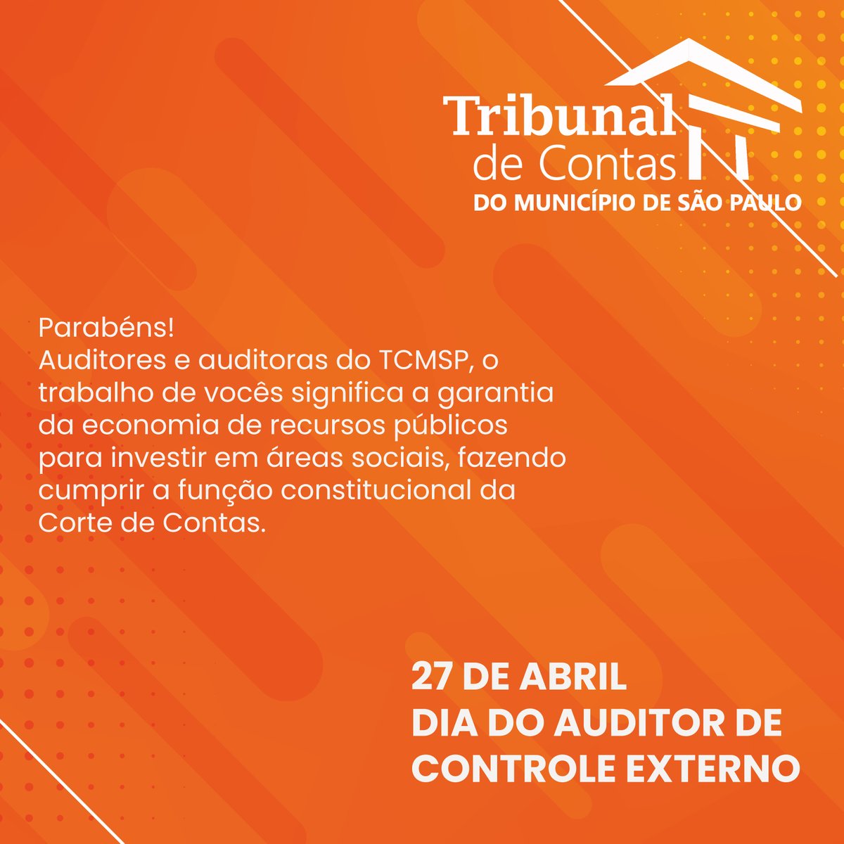 tcm_sp's tweet photo. Em alusão ao o Dia do Auditor de Controle Externo, comemorado em 27 de abril, o presidente João Antonio destaca a excelência do quadro de profissionais que atuam no TCMSP, na @Atricon e em todo o Brasil: https://t.co/4knd6rYPGj https://t.co/mTE5C2VQg4