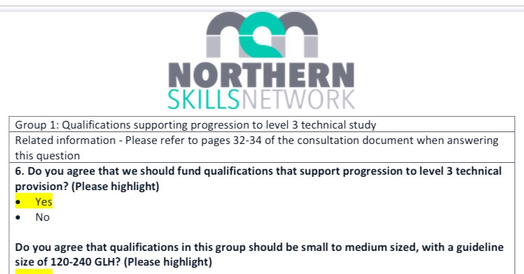 Across our northern networks we have developed &amp; submitted a joint response to the Level 2 &amp; below consultation - this is going to have a huge impact on our sector &amp; the learners we support - Deadline for submissions is tonight!  To read email chair@northernskillsnetwork.co.uk