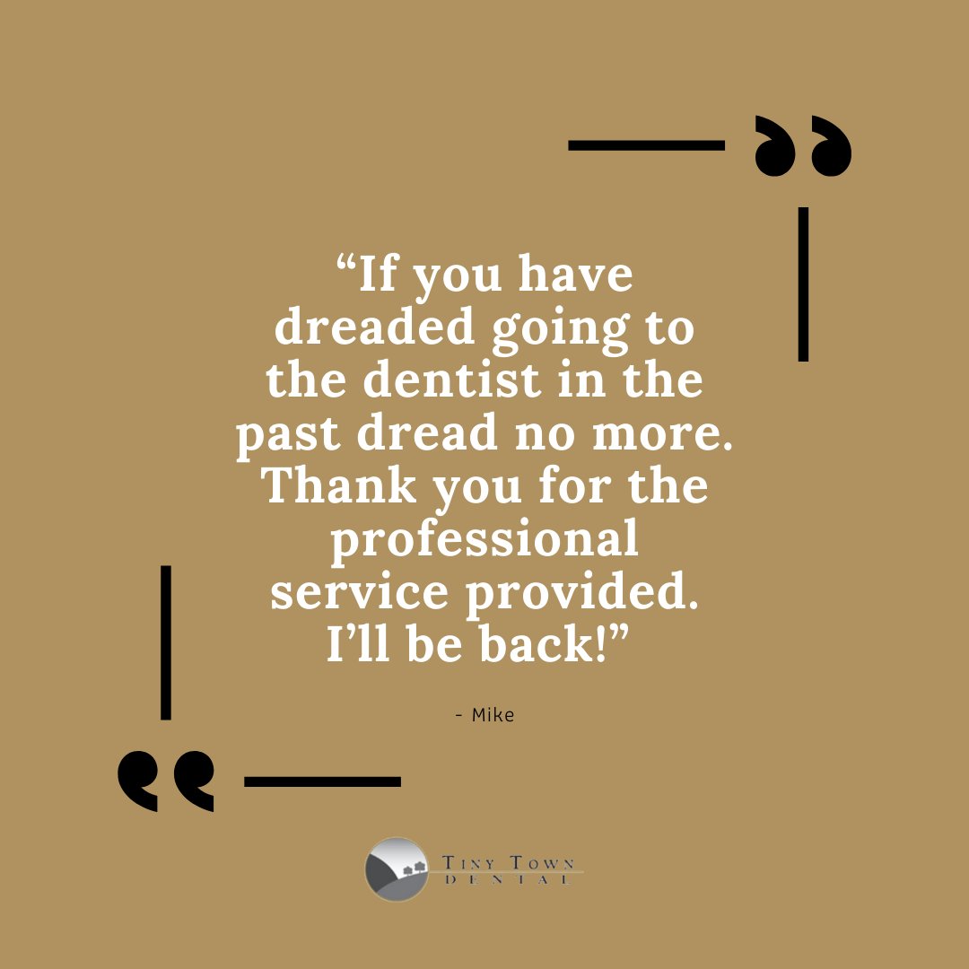 “If you have dreaded going to the dentist in the past dread no more. Thank you for the professional service provided. I’ll be back!” - Mike
 #tinytowndentist #tinytowndental #oralhealth #dentist #FamilyDentist #OppositeDay #Review