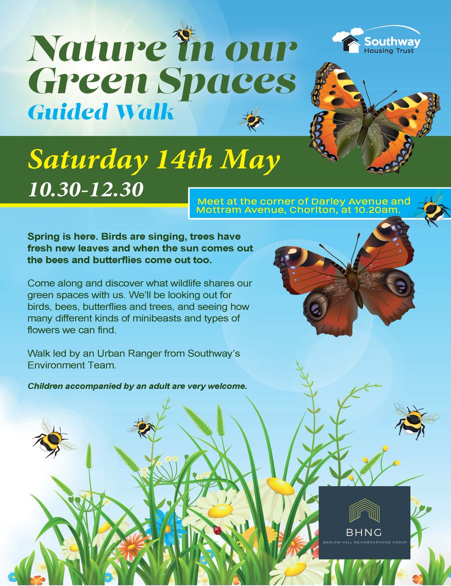 SouthwayHousing's tweet image. 🌿🌞Spring is here! 🌞🌿

We have two upcoming Guided Nature Walks with our urban ranger, Debbie, on the 7th and 14th May in #Chorlton! What #nature will you discover in your local area?

Find out more here: southwayhousing.co.uk/news-events/en…
