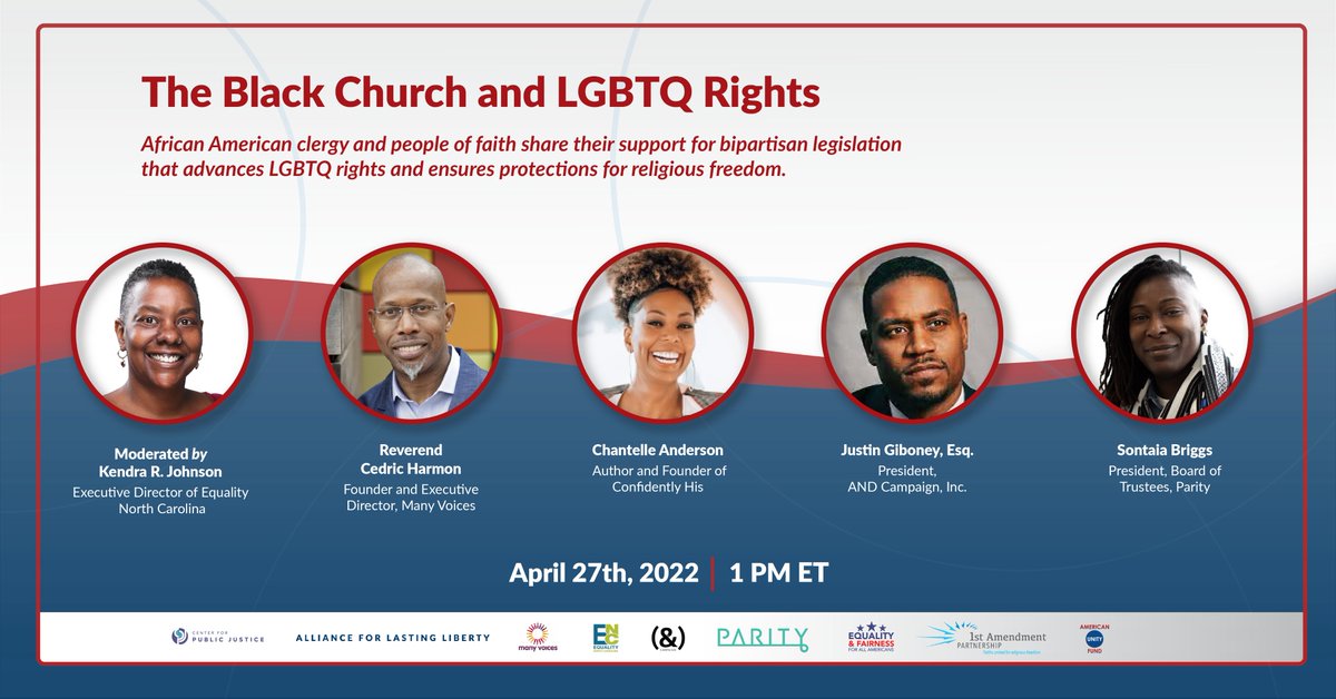 1APonline's tweet photo. Happening TODAY at 1pm ET: @kendrarjohnson of @equalitync leads a panel discussion on "The Black Church and LGBTQ Rights." RSVP: https://t.co/ijzvfuPKFW https://t.co/Wg9PXNyXwL