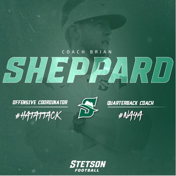 coachbshep's tweet image. Excited to be a part of @StetsonFootball! Grateful for the opportunity @coachbkyoung. #NA4A #1SPEED