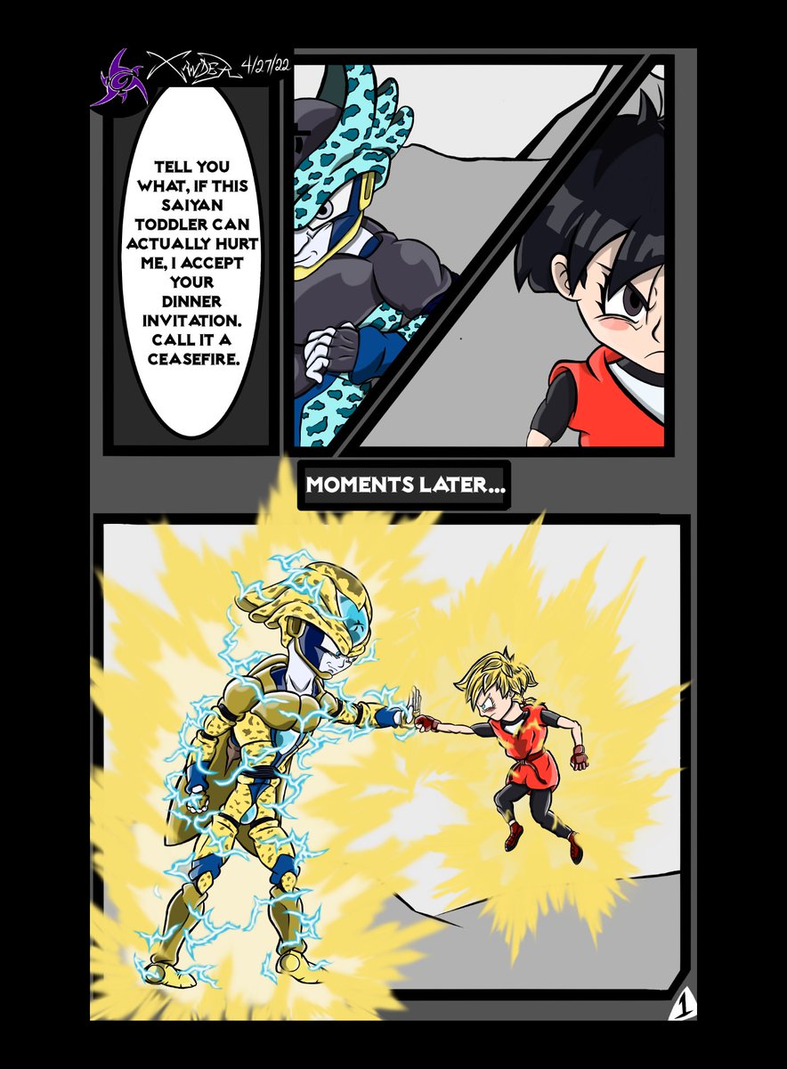 XanderXCIV's tweet photo. Gohan VS Sym - Part 1.5, Page 1.
(Definitely had to get this done before Gohan's movie comes out).

#dragonballsuper #whatif #db #dbz #dbgt #SonPan #CellJr #dbs #dbaf #DragonBallSuperWhatIf
#ssj #ssj3 #Gohan #digitalart #anime #manga #comic #bioandroid https://t.co/UgM5NlJIJv