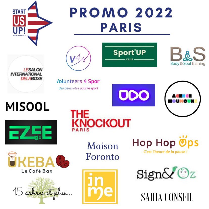 [ PROMOTION 2022 - PARIS ]
Nous sommes fiers de vous présenter les 16 lauréats de notre 3ème promotion.
Des #Startups engagées et ambitieuses qui veulent faire bouger les lignes dans le sport, l'alimentaire, le green, l'éducation, ect. 
Nous avons hâte de les accompagner !