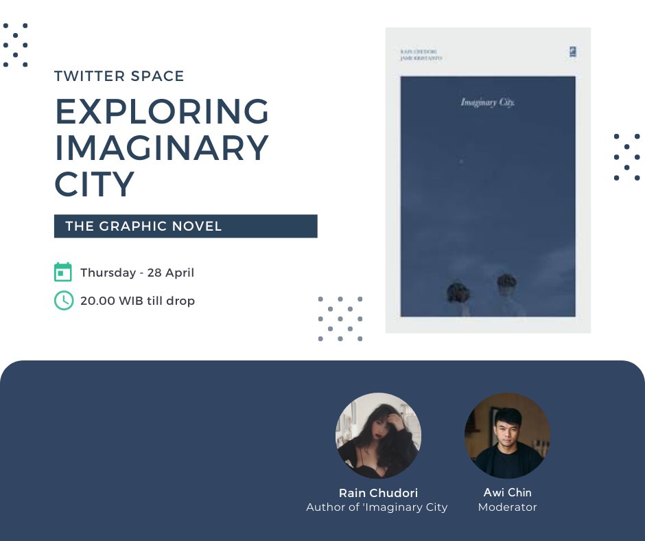 Two scorpios will host a Twitter Space tomorrow!
Catat waktunya jam 8 malam. Kita bakal ngomongin #ImaginaryCity dan juga obrolin soal buku. See you tomorrow!