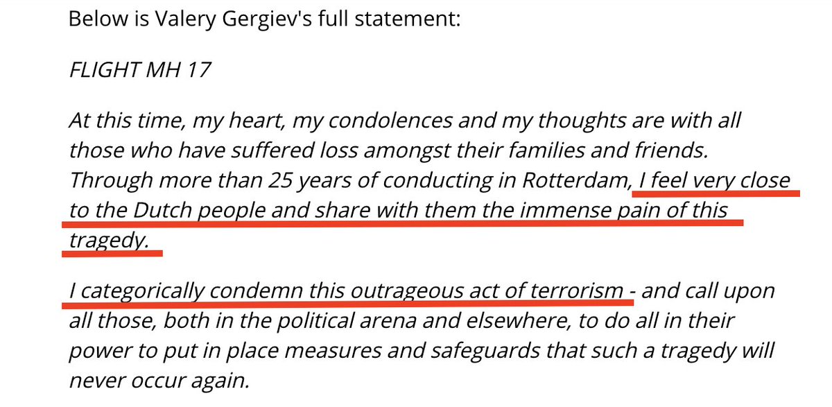 Just read his statement. ‘I feel very close to the Dutch people’. ‘I share the immense pain’. ‘I condemn this outrageous act of terrorism’. How touching... But hold on for just a second there, Valery. Who did this? Who is responsible for this act of terrorism? Any thoughts?