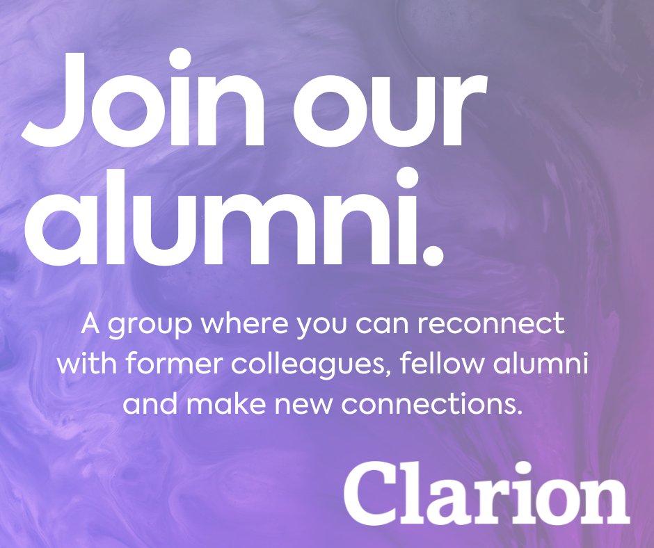 ClarionLaw's tweet photo. Calling all our former colleagues – we are delighted to announce we have launched our brand new alumni group.  We look forward to hearing from you and catching up. To register your interest in the group please use this link - https://t.co/jIfOlTnSST https://t.co/DSbdBh2kZV