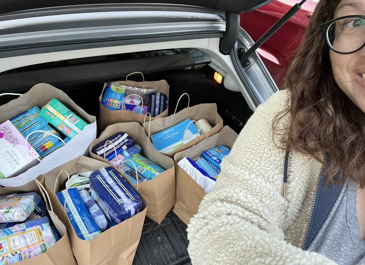 Thanks to everyone who donated in April! We were able to make a drop off to one of our partners this morning with the supplies collected, including all of the menstrual cups and reusable cloth pads to help with #SustainablePeriods 💜