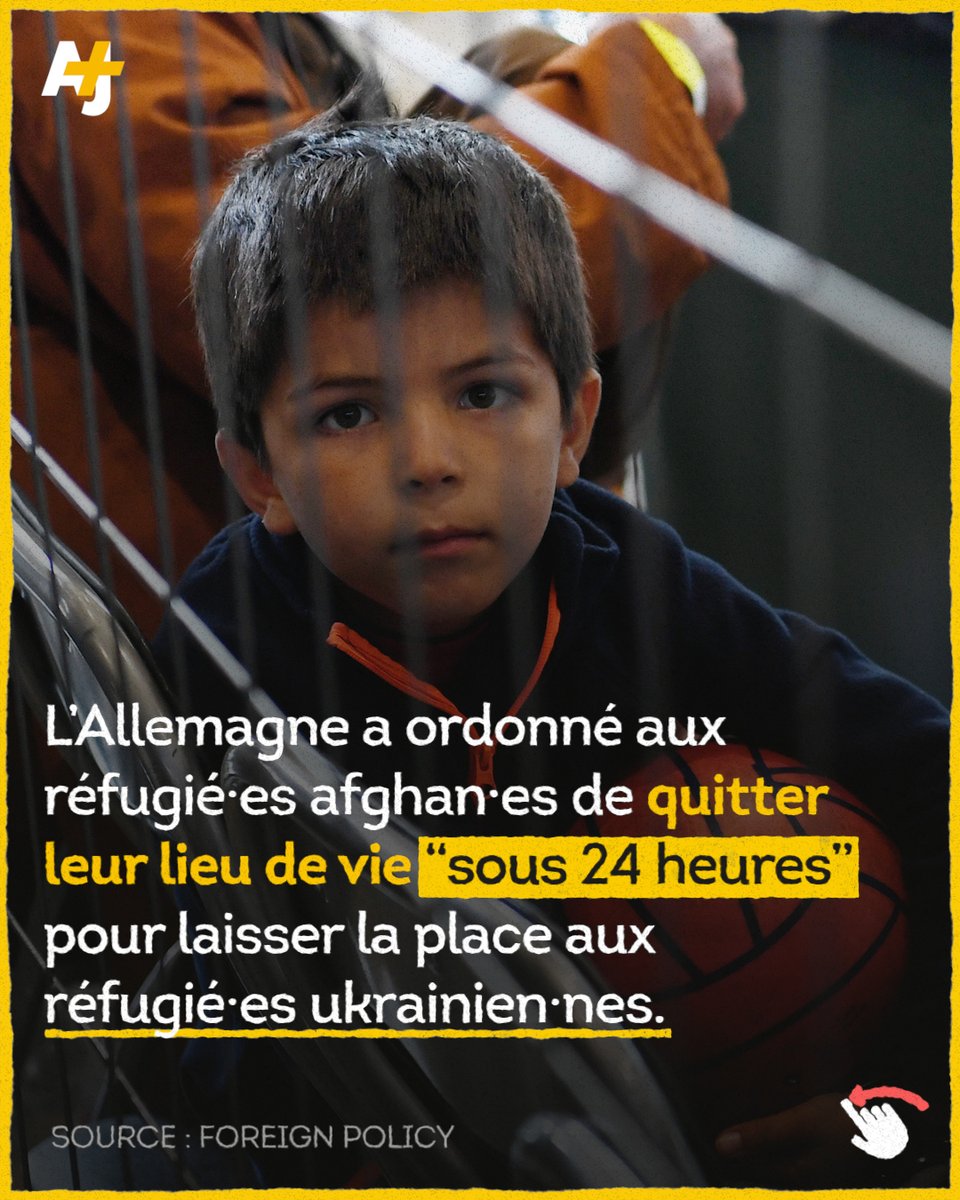 ajplusfrancais's tweet image. En Allemagne, des centaines de réfugié·es afghan·es se sont vu·es notifié·es d’une expulsion sous 24h pour laisser leur foyer aux réfugié·es venu·es d’Ukraine.