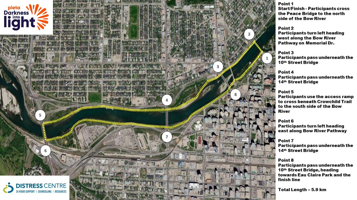 DILCalgary's tweet image. 10 days to our 2022 event! Join us bright and early on Saturday, May 7 and pledge your support to @Distress_Centre and @PietaHouse - we've got a brand new route this year too. Check it out! #yyc #MentalHealthMatters #SuicidePrevention #dil2022
