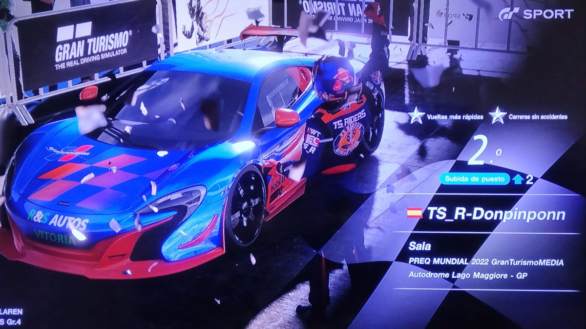 Orgulloso de mí tiempo en la Prequaly de <a href="/GTSportMedia/">GranTurismoMEDIA Comunidad de pilotos y equipos.</a> un gran tiempo para finalizar el primero de mi sala, ahora hay que prepararse para el campeonato.
<a href="/TS_Riders/">TS Riders</a>
⏰ 2'02'993