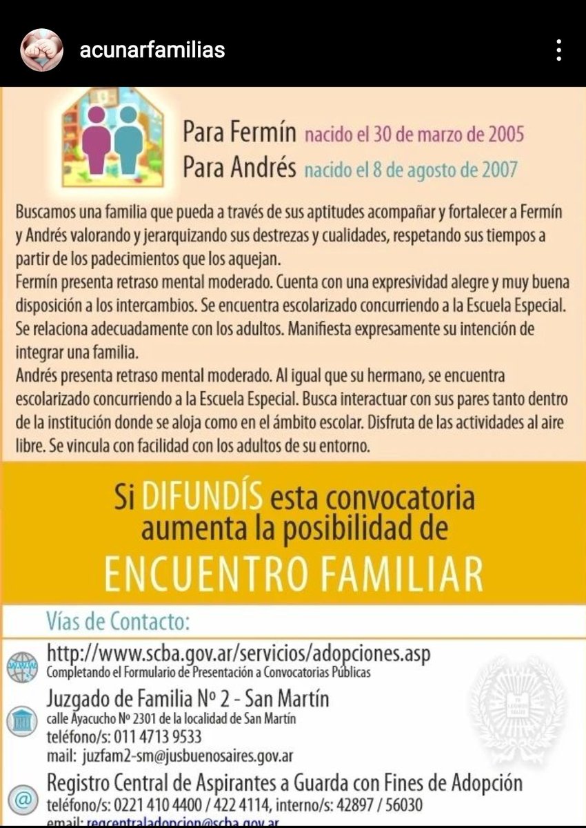 AdoptarFamilia's tweet photo. Buen día familias, cómo los trata el Miércoles? Acá comparto nueva convocatoria pública https://t.co/QJ0XOelZo7