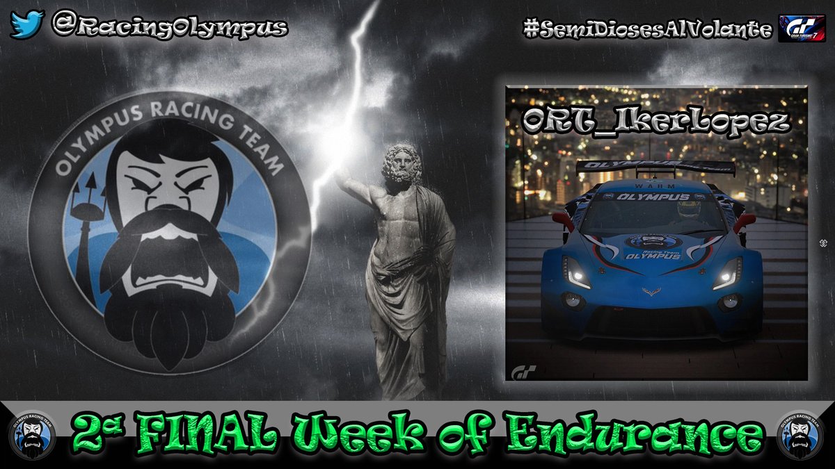 ⚡⚡RACE DAY ⚡⚡

Hoy corremos la 2a y última final de @EnduranceFest en Daytona! 

El piloto elegido por el mismísimo Zeus es el piloto <a href="/xburnx2109/">AXN_IkerLopez</a> que Saldrá P6 tras el gran trabajo ayer de <a href="/ACanovas18/">ERM_ACanovas</a> consiguiendo subir dos posiciones más.

#SemiDiosesAlVolante