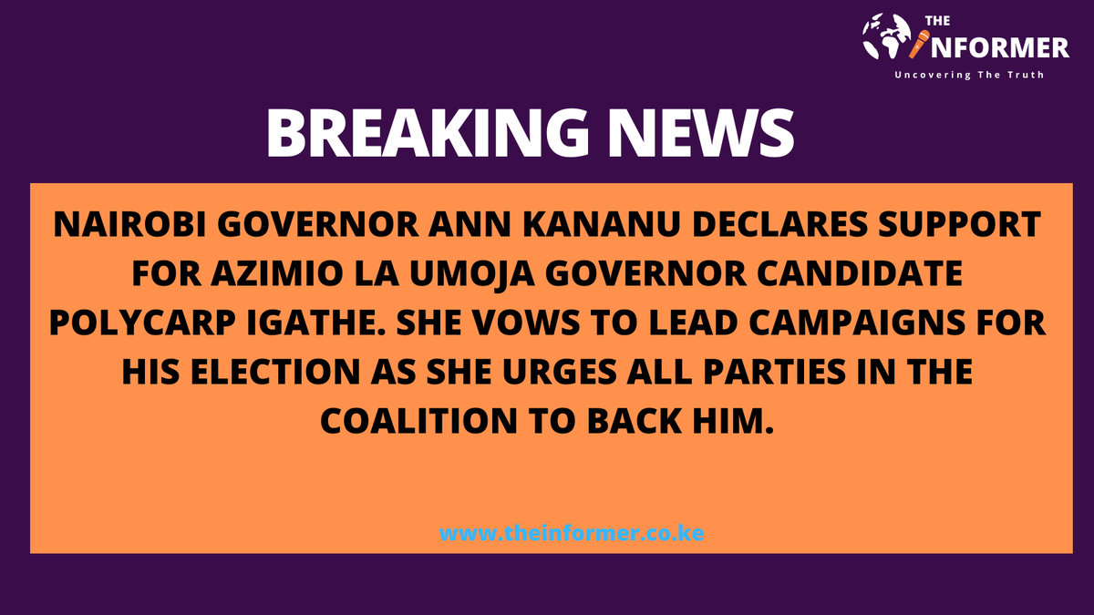 Informer_ke's tweet photo. The Informer News Alert!!!
https://t.co/bk8WhCTdMz
@HEAnneKananu @AzimioUmoja @Igathepolycarp @JubileePartyK @StateHouseKenya @UDAKenya 
#elections2022 https://t.co/gNJQuFiT03