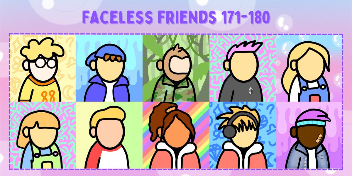 Hey Friends! Just dropped Faceless Friends #171-180 on Opensea!🌈
🔗opensea.io/collection/fac…
<a href="/opensea/">OpenSea</a>
 #OpenSeaNFT  #NFTDrop #NFTCommunity #NFTCollection
