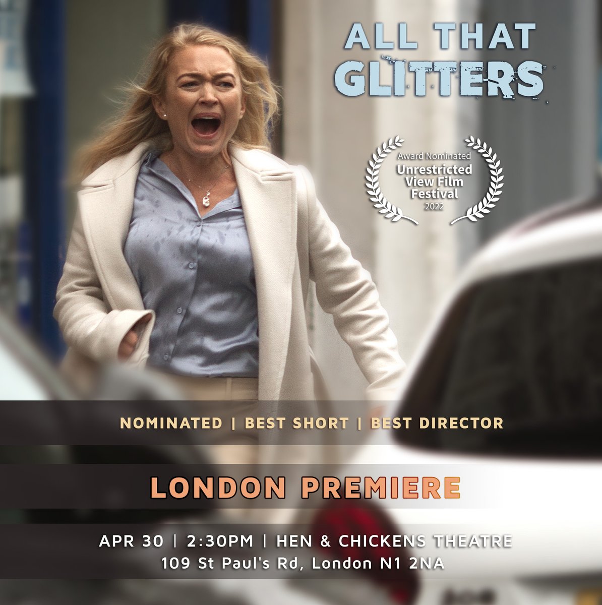 Dan Bronzite (@danbronzite) on Twitter photo #AllThatGlitters starring <a href="/SophiaMyles/">Sophia Myles</a> <a href="/AlecNewman1/">Alec Newman</a> <a href="/TillieSueMurray/">Tillie Murray</a> <a href="/MackenzieProll/">Mackenzie Proll</a> @sirjoker50 finally gets its LONDON PREMIERE Sat 2:30pm <a href="/UViewFF/">Unrestricted View FF</a>
And we have 2 nominations!
Original score soundtrack by <a href="/JLPinsonMusic/">Jean-Loup Pinson</a>
#shortfilm #indiefilm #filmfest #britfilm #filmfestival #AllThatGlitters starring <a href="/SophiaMyles/">Sophia Myles</a> <a href="/AlecNewman1/">Alec Newman</a> <a href="/TillieSueMurray/">Tillie Murray</a> <a href="/MackenzieProll/">Mackenzie Proll</a> @sirjoker50 finally gets its LONDON PREMIERE Sat 2:30pm <a href="/UViewFF/">Unrestricted View FF</a>
And we have 2 nominations!
Original score soundtrack by <a href="/JLPinsonMusic/">Jean-Loup Pinson</a>
#shortfilm #indiefilm #filmfest #britfilm #filmfestival