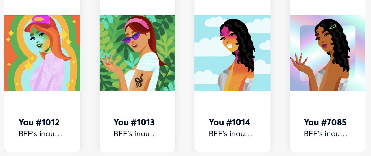 We are in a hurry to inform you that our fund has minted a collection from <a href="/MyBFF/">BFF 🌈</a> "you"  💎💎💎
Look at these beauties 🤩🤩🤩
What do you think of them? 👀

Join the community:
discord.gg/genesis-blocks

#mybff #FindYourBFF