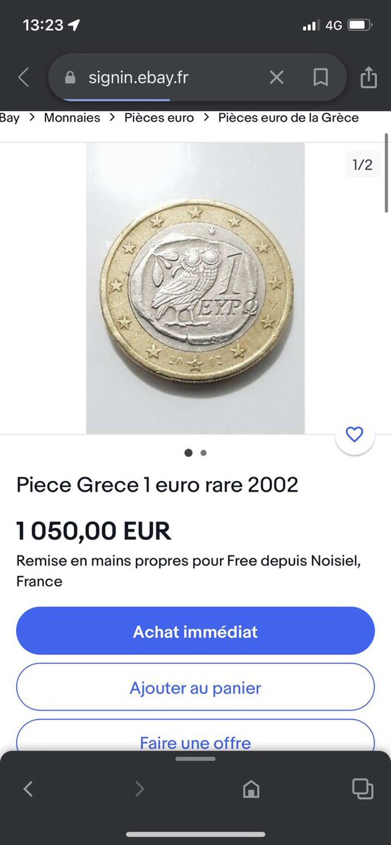 SialelliAnna's tweet photo. je suis choquée ma pote elle a trouvé une pièce de 1€ qui vaut 1000€ 🤯quel bail https://t.co/fLmdlDD2Uz
