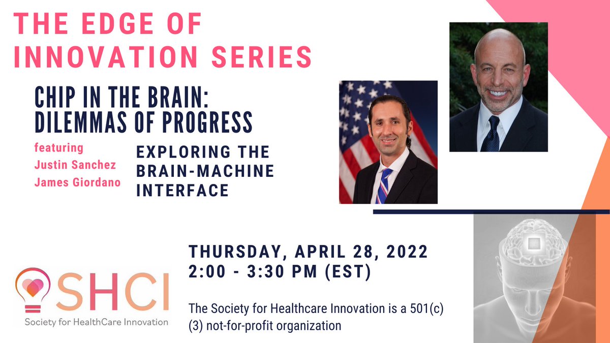 TheSHCI's tweet photo. Tomorrow is the big day and there is still time to join. Use the link below to join our upcoming event: The Edge Of Innovation Series: Chip in the Brain - Dilemmas of Progress.
Register Here: https://t.co/UDZx9uXFvq
#health #innovation #healthevents #brain #implant #healthtalk https://t.co/J4WwU9TLtv